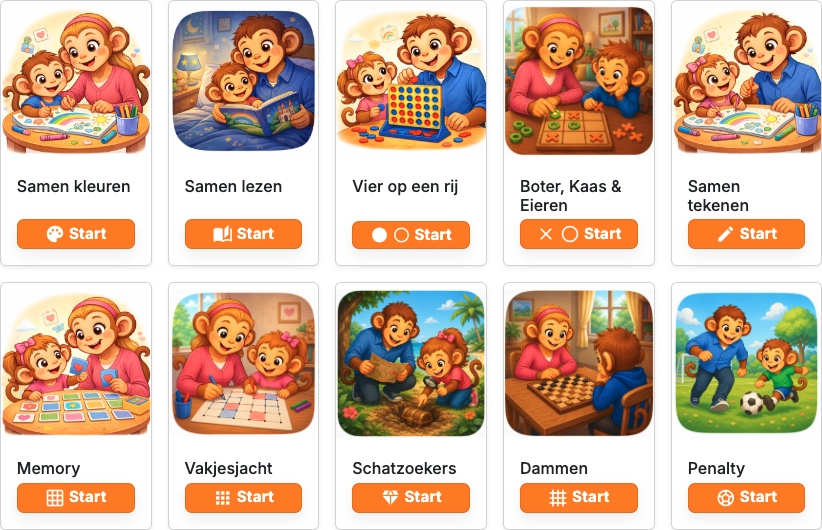 Ouder en kind doen samen activiteiten tijdens het contactmoment