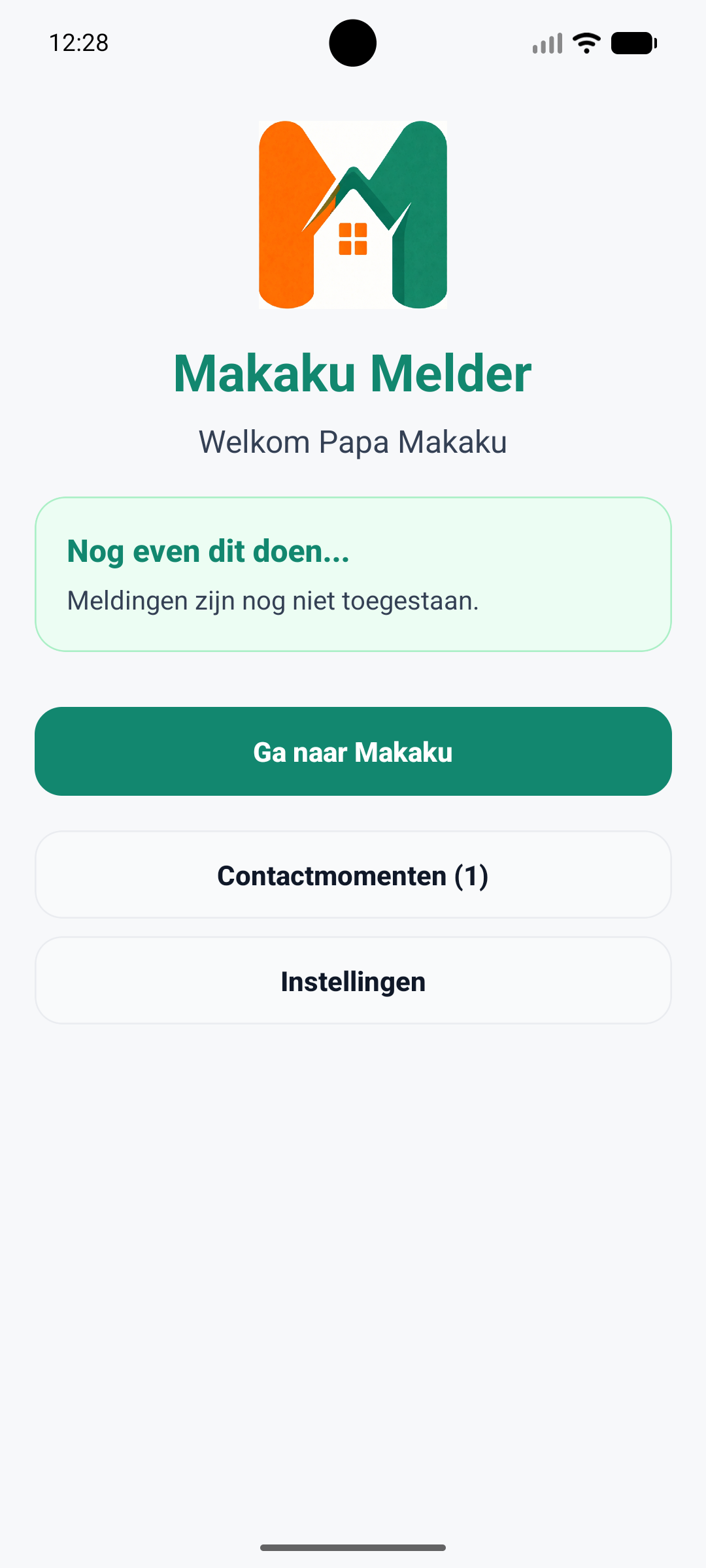Makaku Melder scherm 1