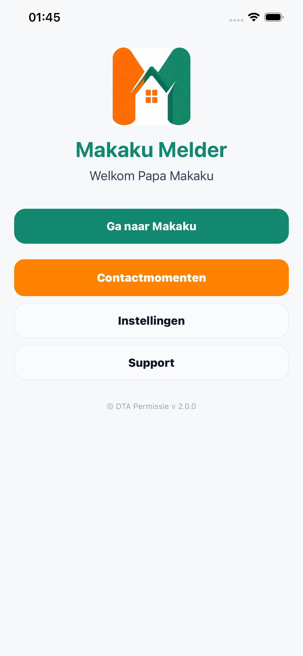Makaku Melder scherm 1